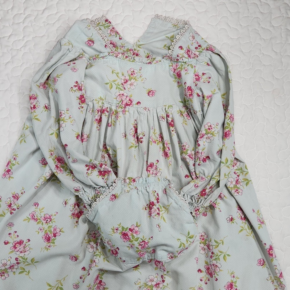 Vintage Girls Traditional Long DRESS NIGHTGOWN Pastel Floral Prairie Medium